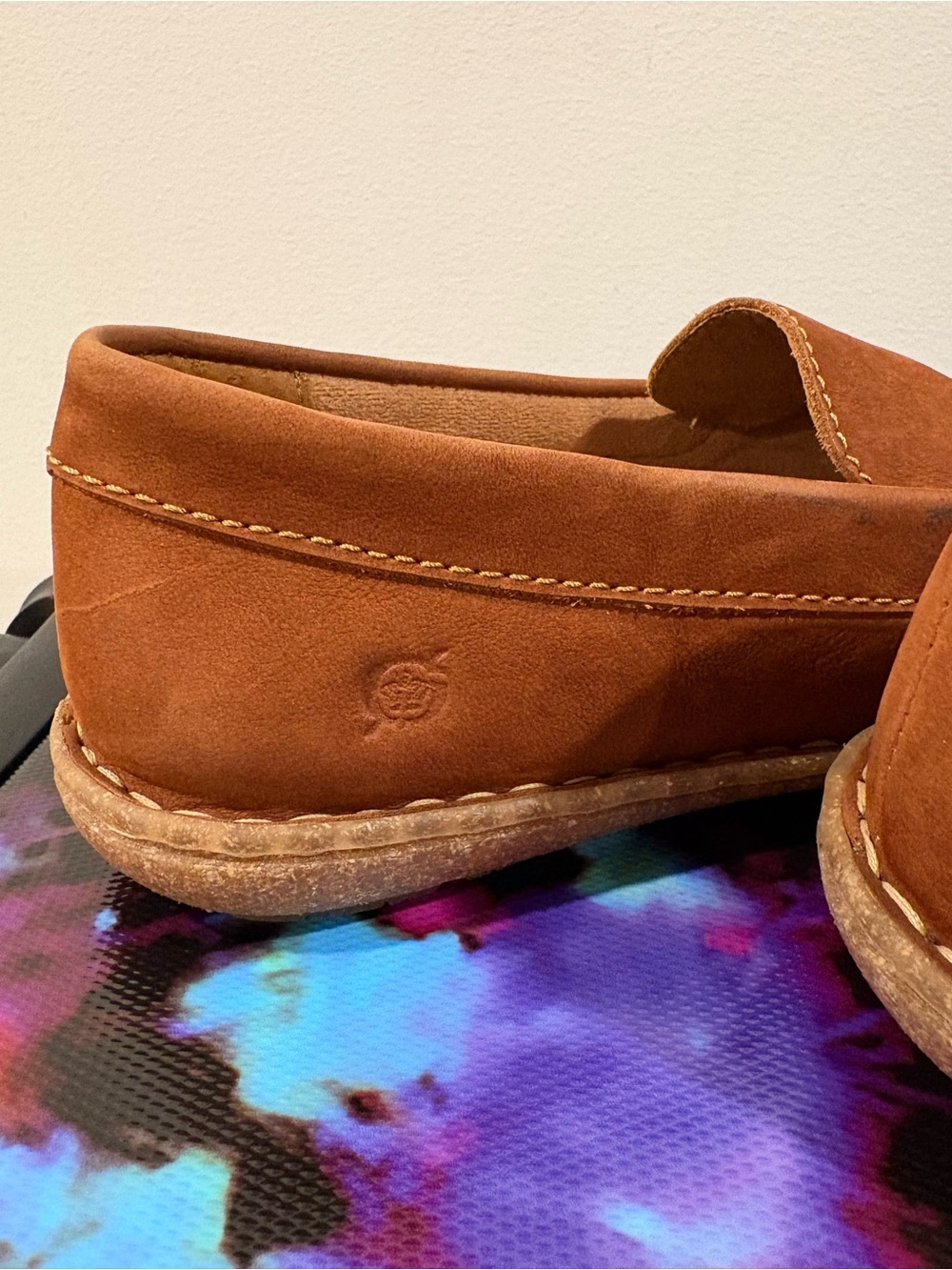 Born Men's Suede Slip-On Loafers in Cognac - Picture 5 of 9